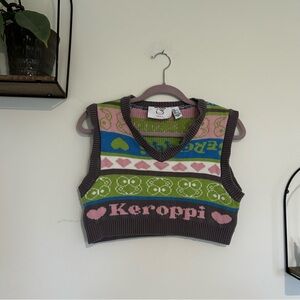Hello Kitty X Forever21 Sanrio Keroppi Cropped V Neck Sweater Vest Size Medium